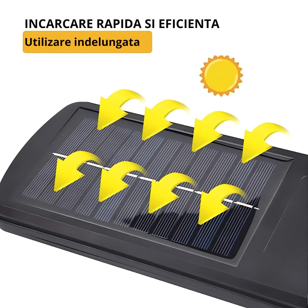 Set 4 Lampi Stradale Solare 90W | Senzor Miscarе | Panou Solar Integrat | Control Intensitate & Timer | Montaj Pe Perete