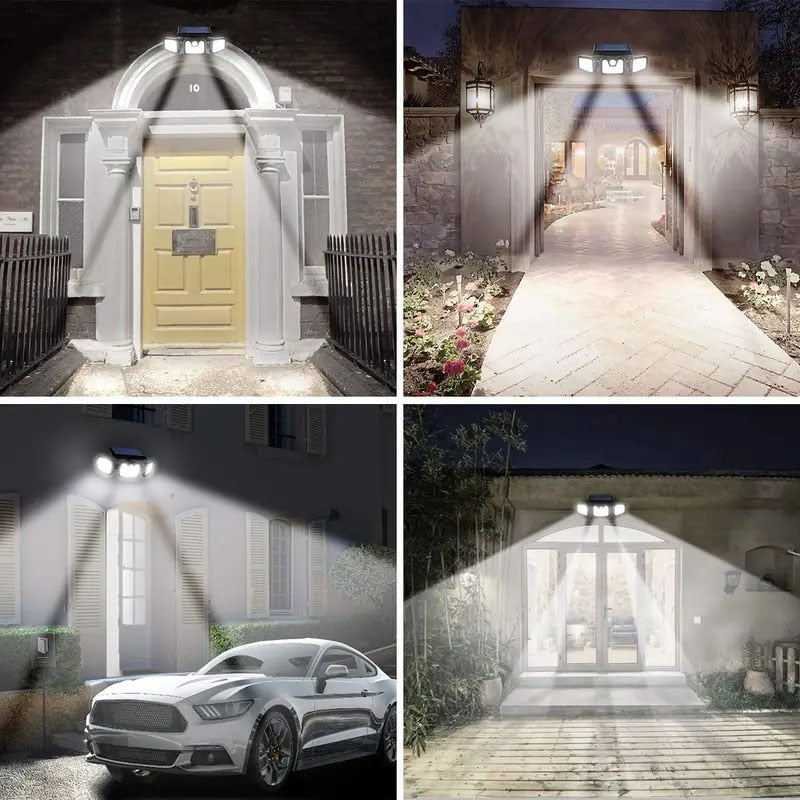 Lampa Tripla Solara De Perete | 74 LED-uri | 15W | 300LM | Senzor De Miscarе | IP65