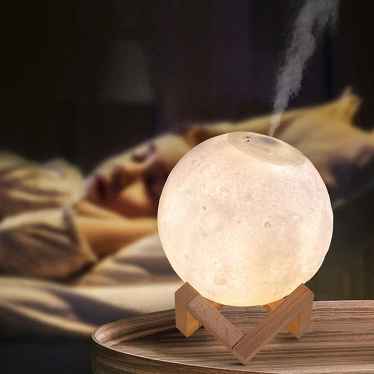 Lampă De Veghe Cu Umidificator | Luna Moon 3D | 880 ml | 15 cm | Difuzor De Uleiuri Esențiale