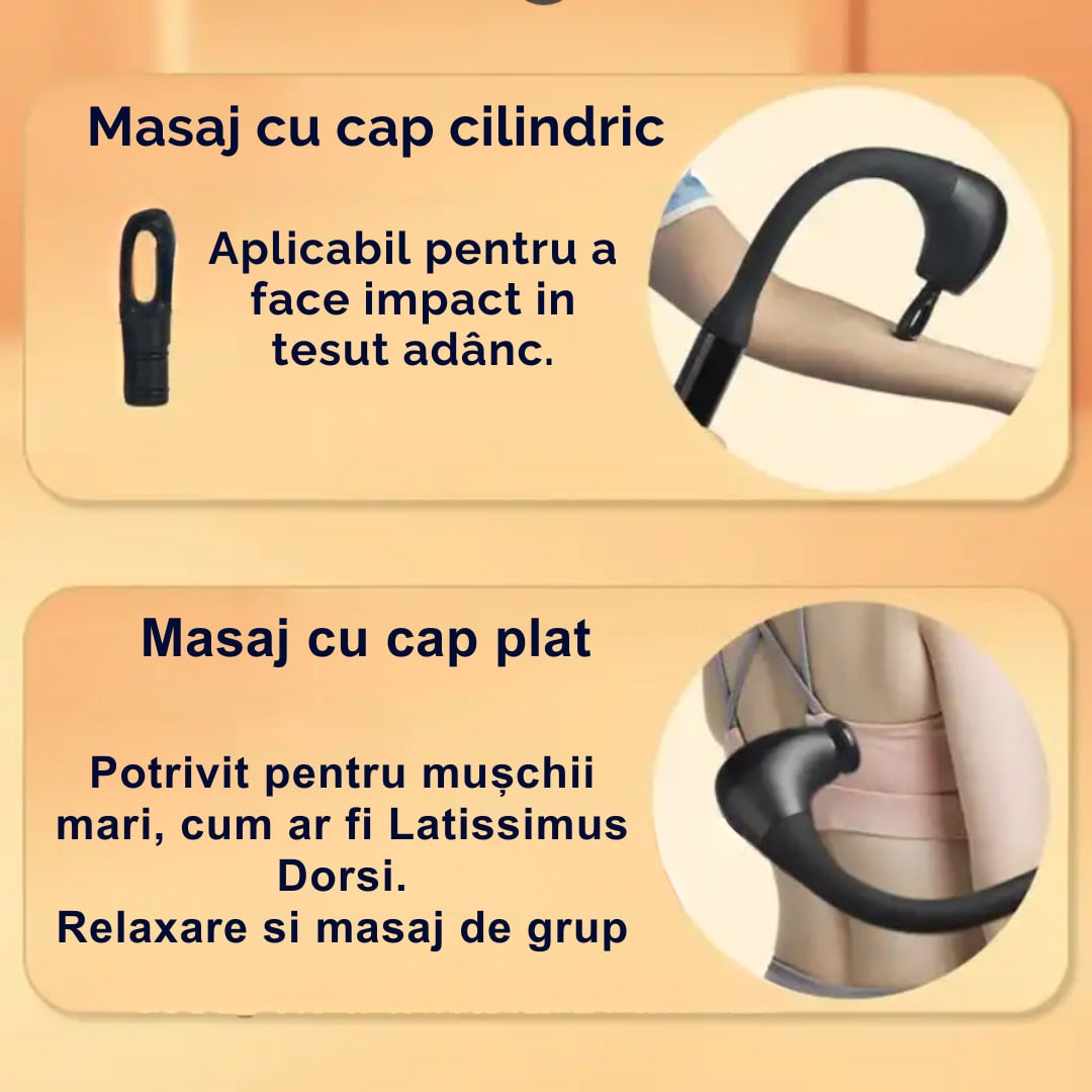 Aparat De Masaj Profesional Forma L | 5 Viteze, 4 Capete Interschimbabile, USB-C, 10W