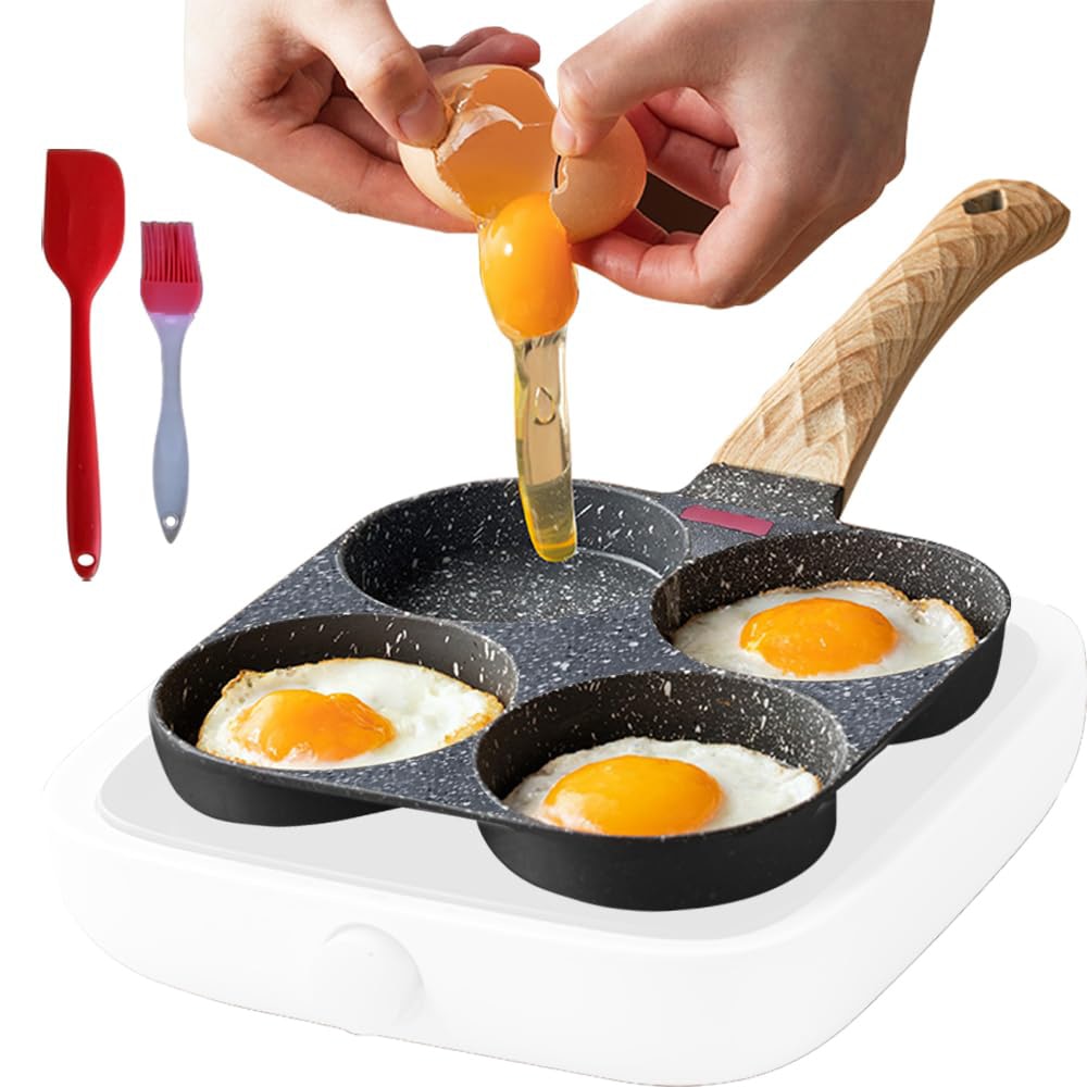 Tigaie Antiaderenta Cu 4 Compartimente | Maner Lemn | Compatibila Cu Inductie Si Aragaz