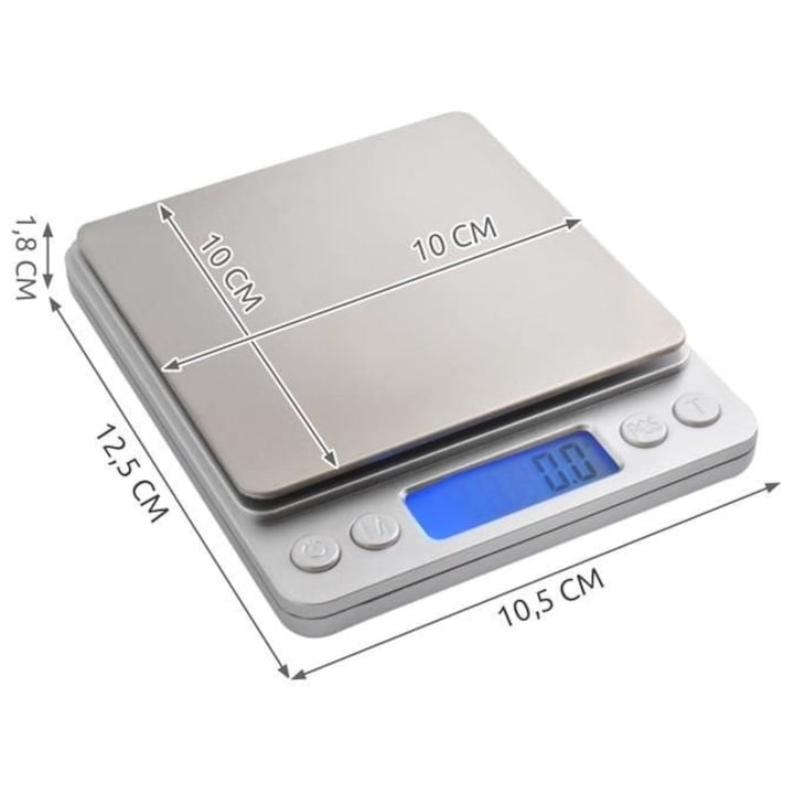 Cântar Electronic Digital cu Ecran LCD Iluminat și Funcție TARA – Cantărește cu precizie de la 0.1 g
