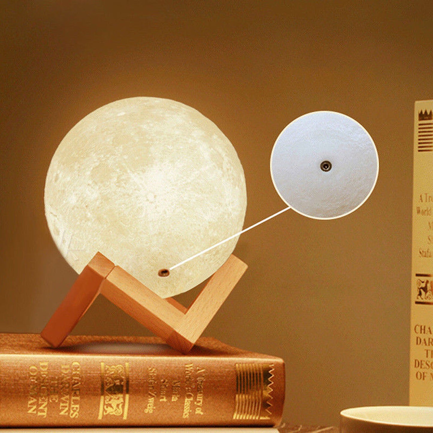 Lampă De Veghe Cu Umidificator | Luna Moon 3D | 880 ml | 15 cm | Difuzor De Uleiuri Esențiale