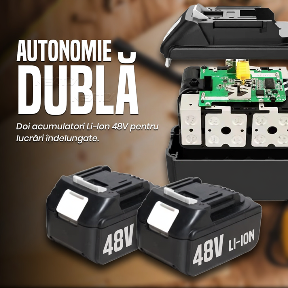 Cheie De Impact WERSTIL | Masina De Insurubat 550Nm | 43 Accesorii Incluse | 2 Acumulatori 48V Li-Ion | Valiza Transport