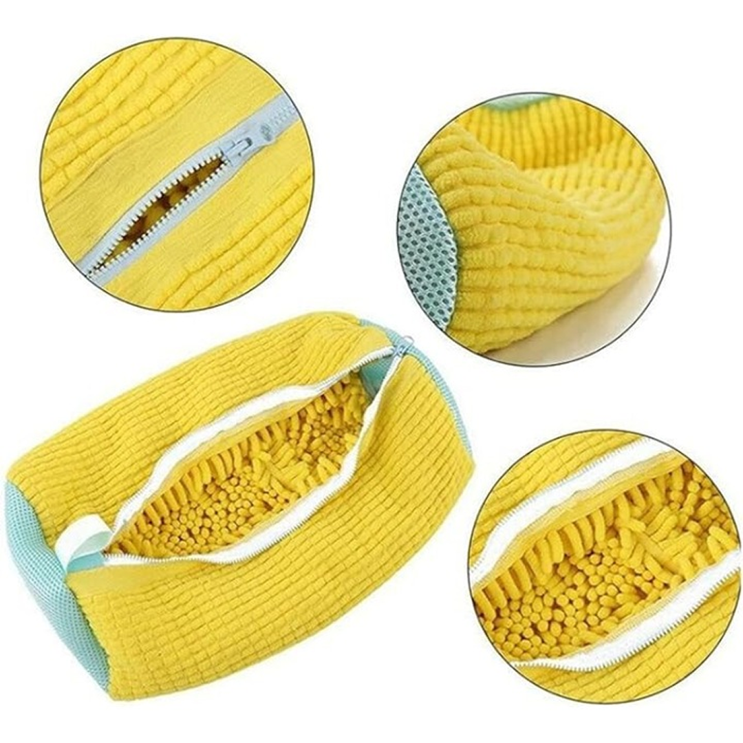 Set 2x Sac Spalat Pantofi 39x19 cm | Protectie Incaltaminte si Masina | Fermoar Rezistent | Galben