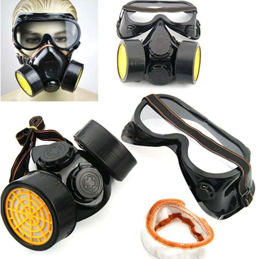 Masca De Protectie Cu 2 Filtre De Carbon Activ Si Ochelari | Anti-Praf, Anti-Vapori, Anti-Poluare