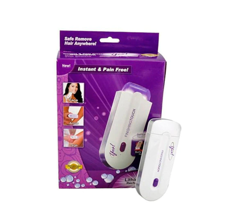 Epilator reincarcabil, pentru ingrijire corporala, Finishing Touch Yes, Sensa-Light, Alb/Mov.