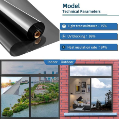 Folie reflexiva pentru geamuri interioare, cu efect de oglinda, protectie solara UV45X300 cm