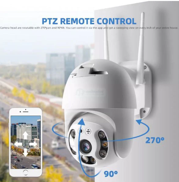 Set 4 Camere de Supraveghere WiFi Exterior Full HD, Rotative, cu Detecție Umană și Vedere Color