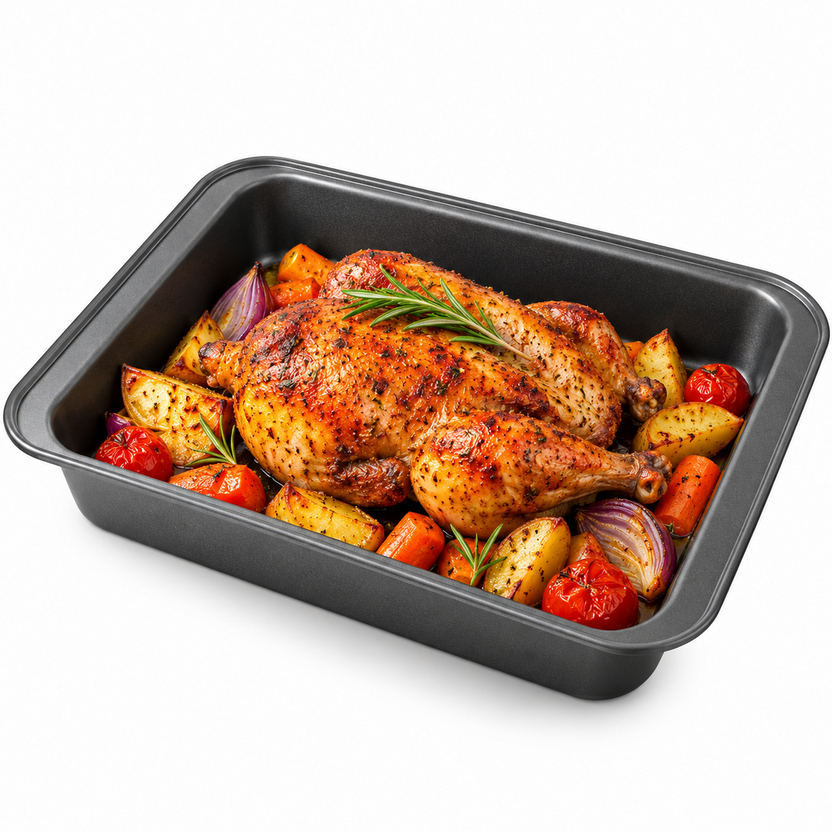 Tava Cuptor Metal | 42 x 28.5 x 5 cm | Dreptunghiulara | Pentru Friptura, Legume, Prajituri si Preparate la Cuptor