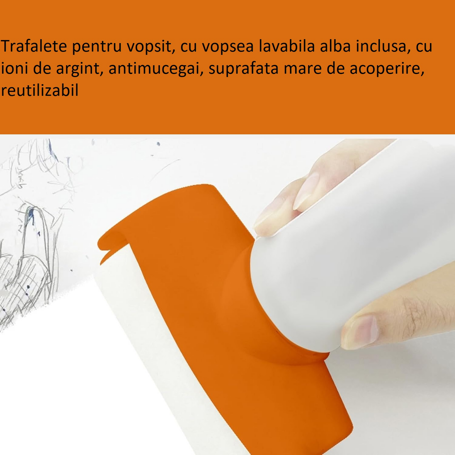 Oferta 1+1 | Trafalete Cu Rezervor Si Vopsea Lavabila Alba Inclusa | Rola Reumplabila Pentru Reparatii Rapide Pereti