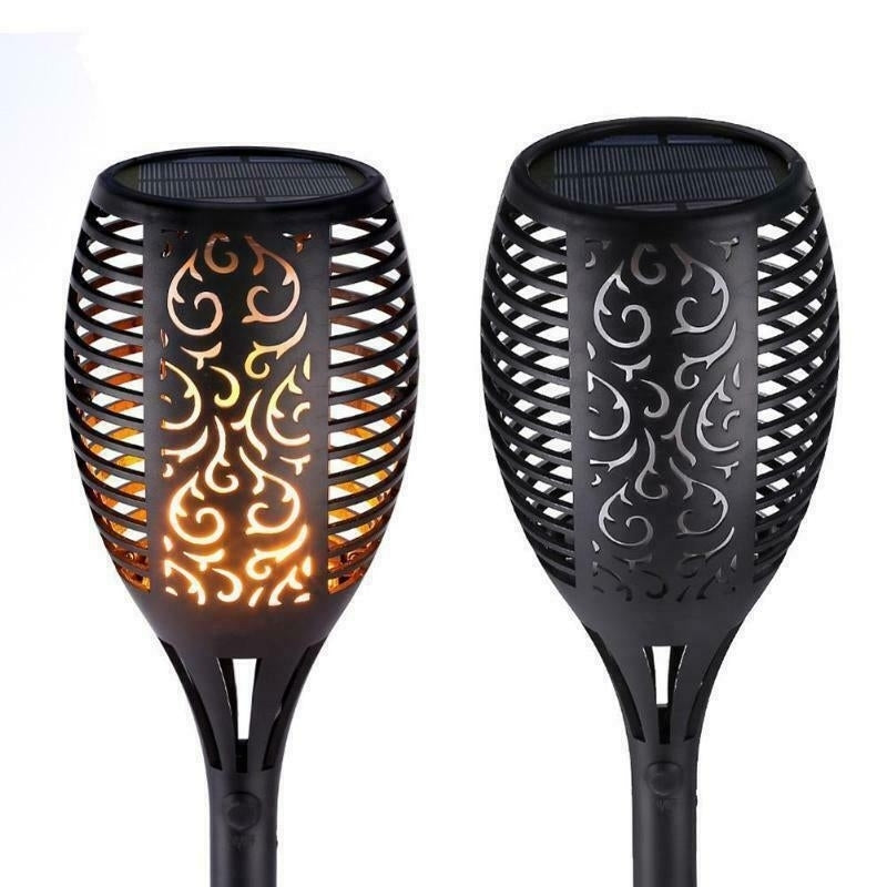 Set 6 Lampi solare cu efect flacara, 12 LED-uri, rezistenta la apa