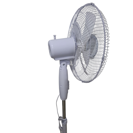 Ventilator cu Picior 40W | Diametru 40cm | Inaltime Reglabila 100-118cm | 3 Trepte Viteza | Oscilatie 90° | Alb | 56.6dB