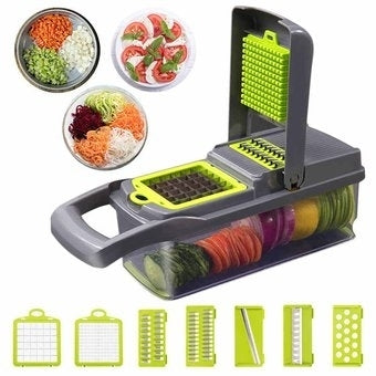 Razatoare multifunctionala pentru legume si fructe 14 piese, lame din otel inoxidabil + maner protectie