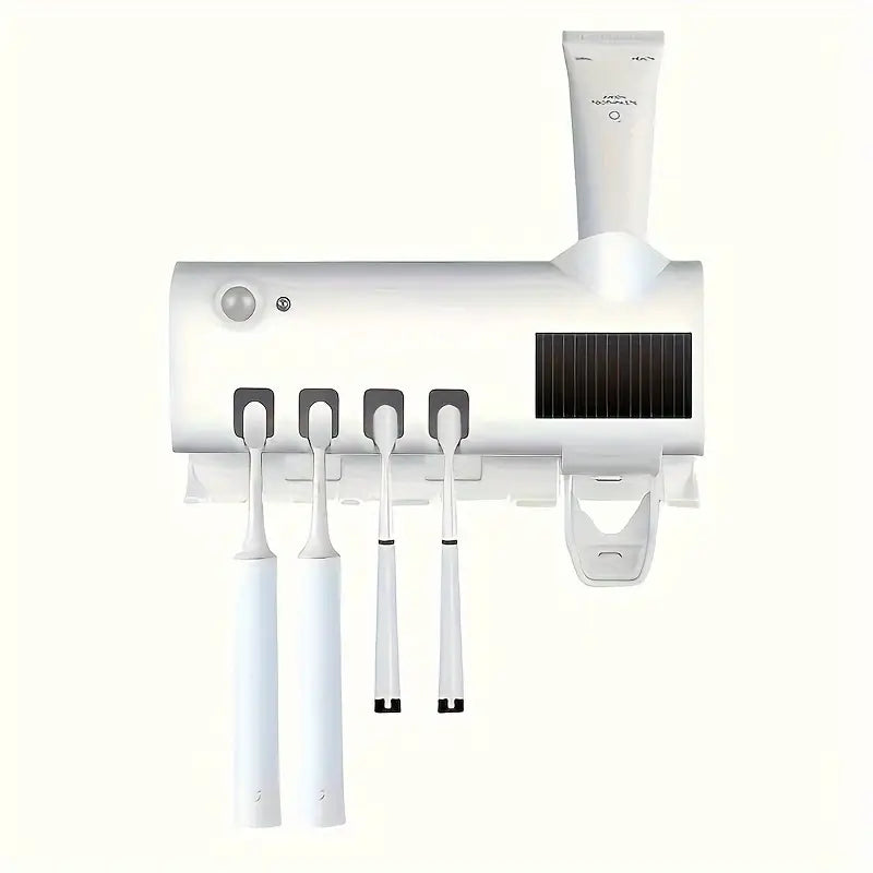 Dozator Pastă De Dinți Cu Sterilizator UV Pentru Periuțe | Încărcare USB | Suport 4 Periuțe