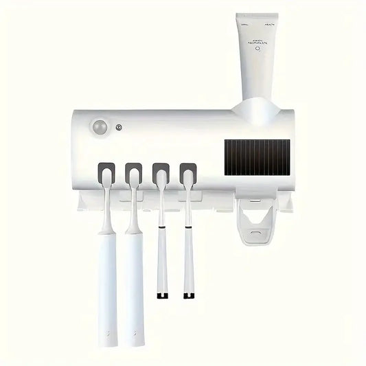 Dozator Pastă De Dinți Cu Sterilizator UV Pentru Periuțe | Încărcare USB | Suport 4 Periuțe