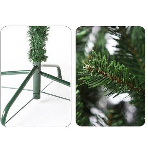 Brad Artificial 1.80m cu Set Impodobit 24 Globuri, 4 Beteala, Instalatie 100 LED, Suport Metalic