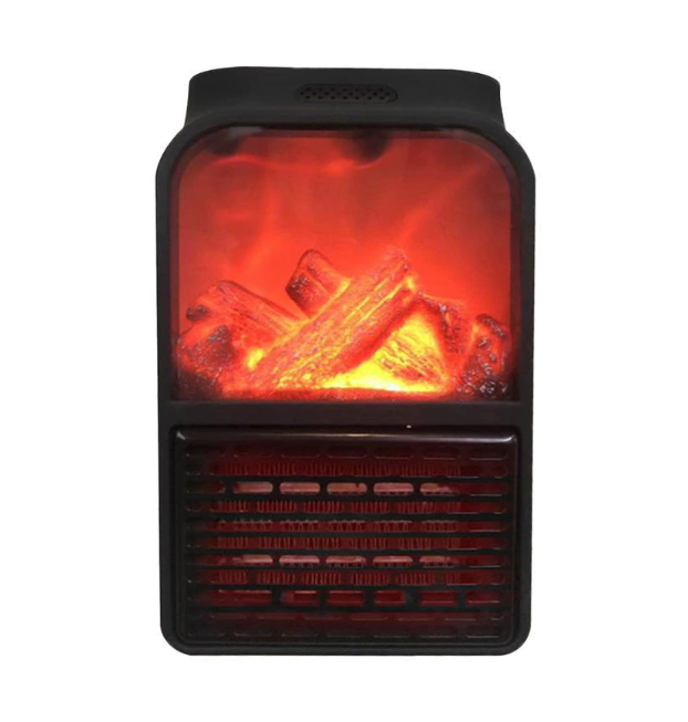 Set 2 Aeroterme de Priză 900W cu Efect de Șemineu, Afișaj Digital, Telecomandă și Timer