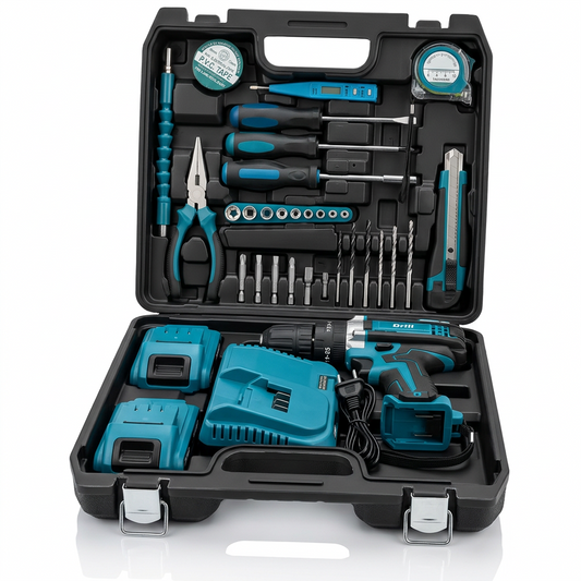 Set Bormasina Electrica 48V Cu 2 Acumulatori | Mini Fierastrau Inclus | Accesorii Complete | Valiza Profesionala