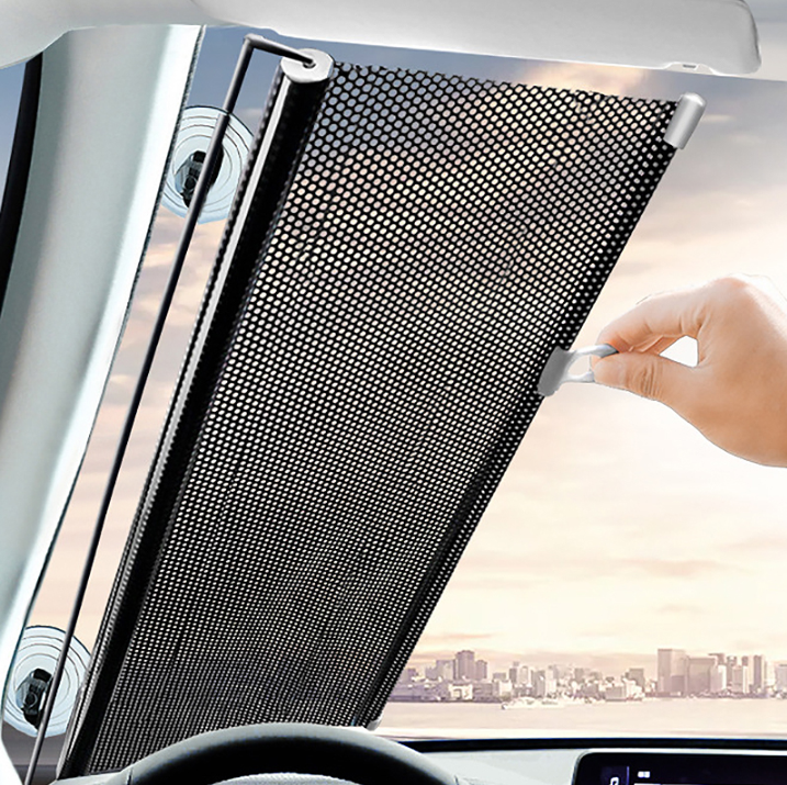 1 + 1 GRATIS - Parasolar perforat retractabil cu ventuze, 45 cm x 125cm