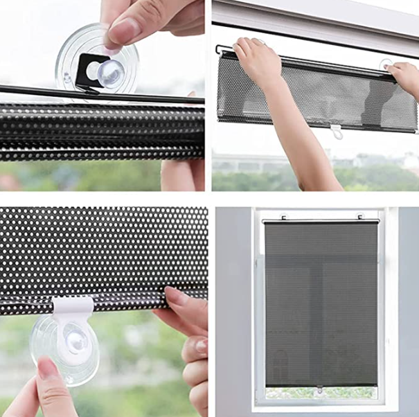 1 + 1 GRATIS - Parasolar perforat retractabil cu ventuze, 45 cm x 125cm