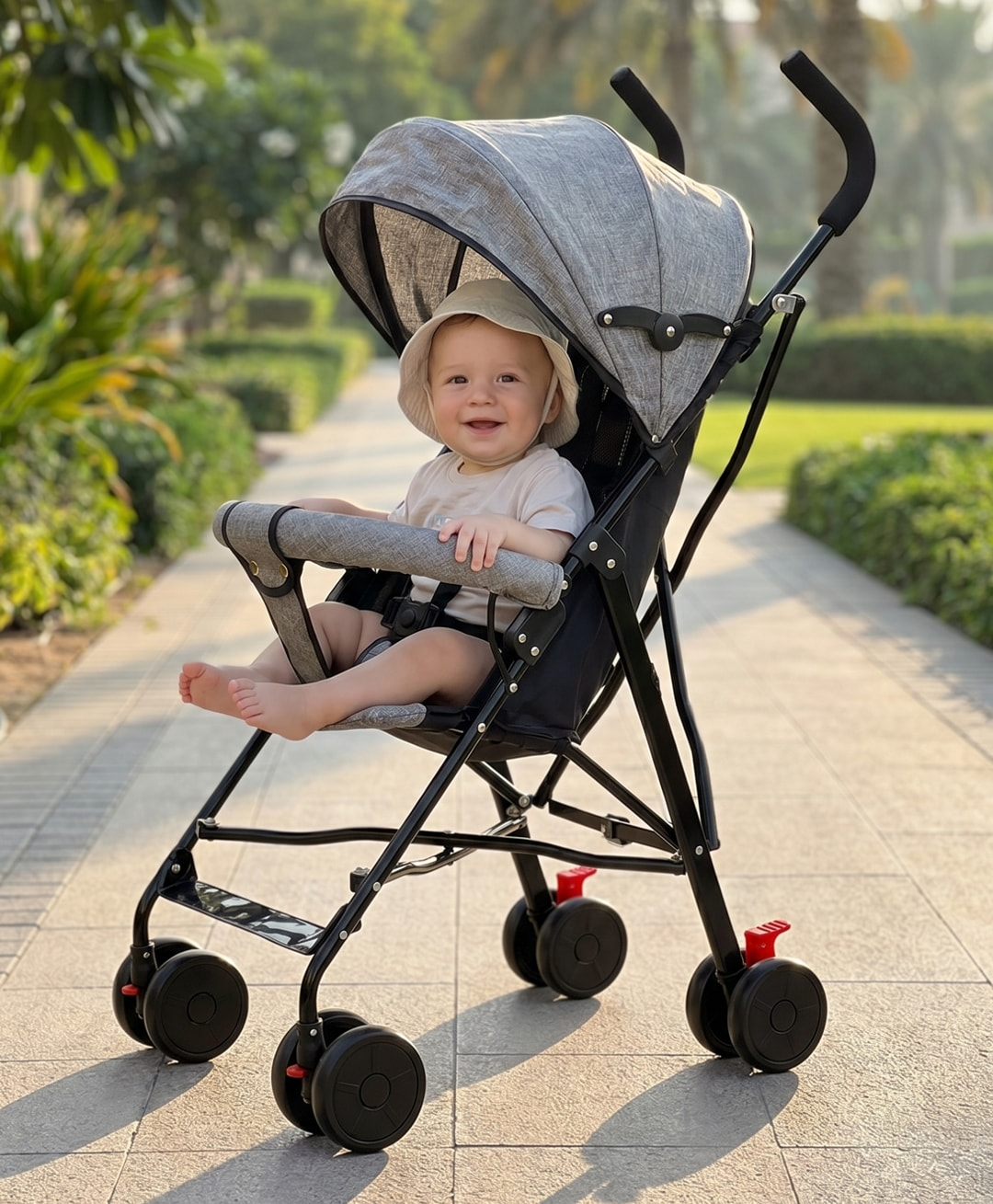 Carucior Bebe Pliabil Ultra Usor 4.2kg | Spatar Reglabil 95-175° | Centura 5 Puncte | Copertina Extensibila | Roti 360°