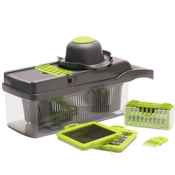Razatoare multifunctionala pentru legume si fructe 14 piese, lame din otel inoxidabil + maner protectie