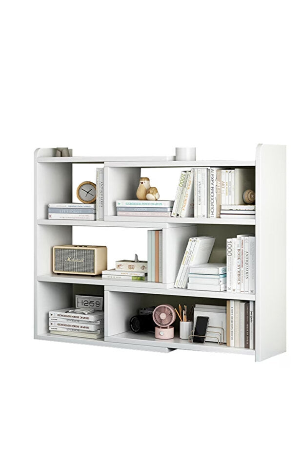 Bibliotecă Rotativă și Extensibilă 60–120 cm, cu 6 Compartimente, Albă