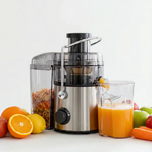 Storcator Citrice Electric 800W | 2 Trepte Viteza | Rezervor 550ml | Compartimente Separate Suc/Resturi | Curatare Rapida | Argintiu | Transport Gratuit