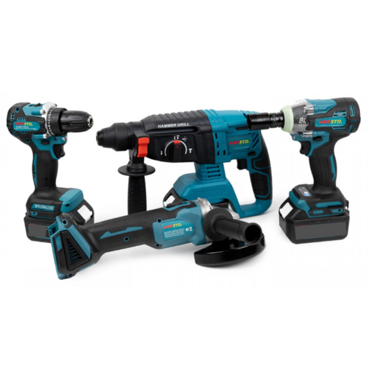 Trusa Scule WERSTIL | Autofiletanta + Flex + Rotopercutor + Masina Cu Impact | 3 Acumulatori 48V 5AH | Set Profesional Fara Fir