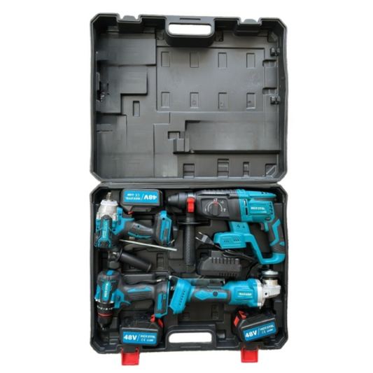 Trusa Scule WERSTIL | Autofiletanta + Flex + Rotopercutor + Masina Cu Impact | 3 Acumulatori 48V 5AH | Set Profesional Fara Fir