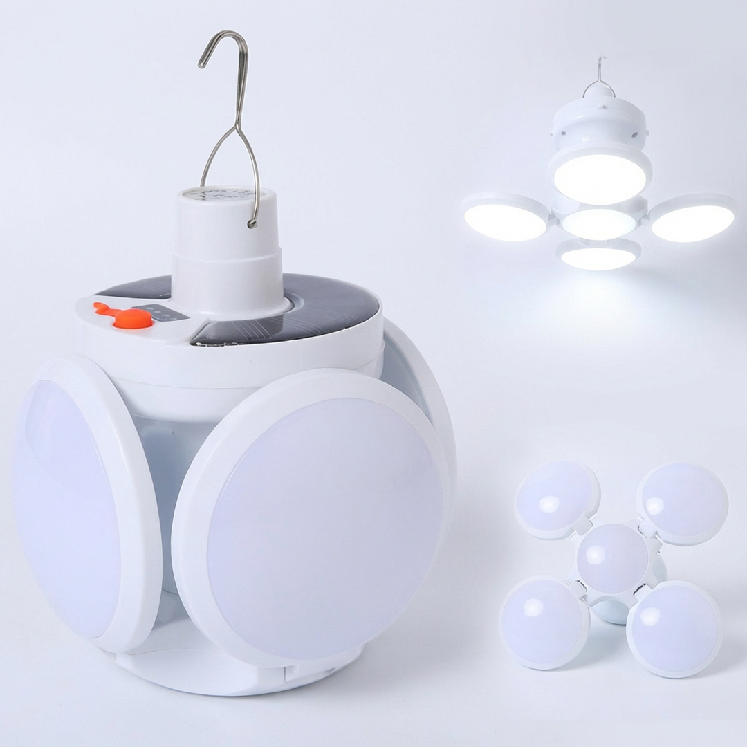 PROMO 1+1 Gratis Bec Solar Pliabil Tip Minge | 45 LED | 5 Moduri Iluminare | IP65 | Camping Exterior