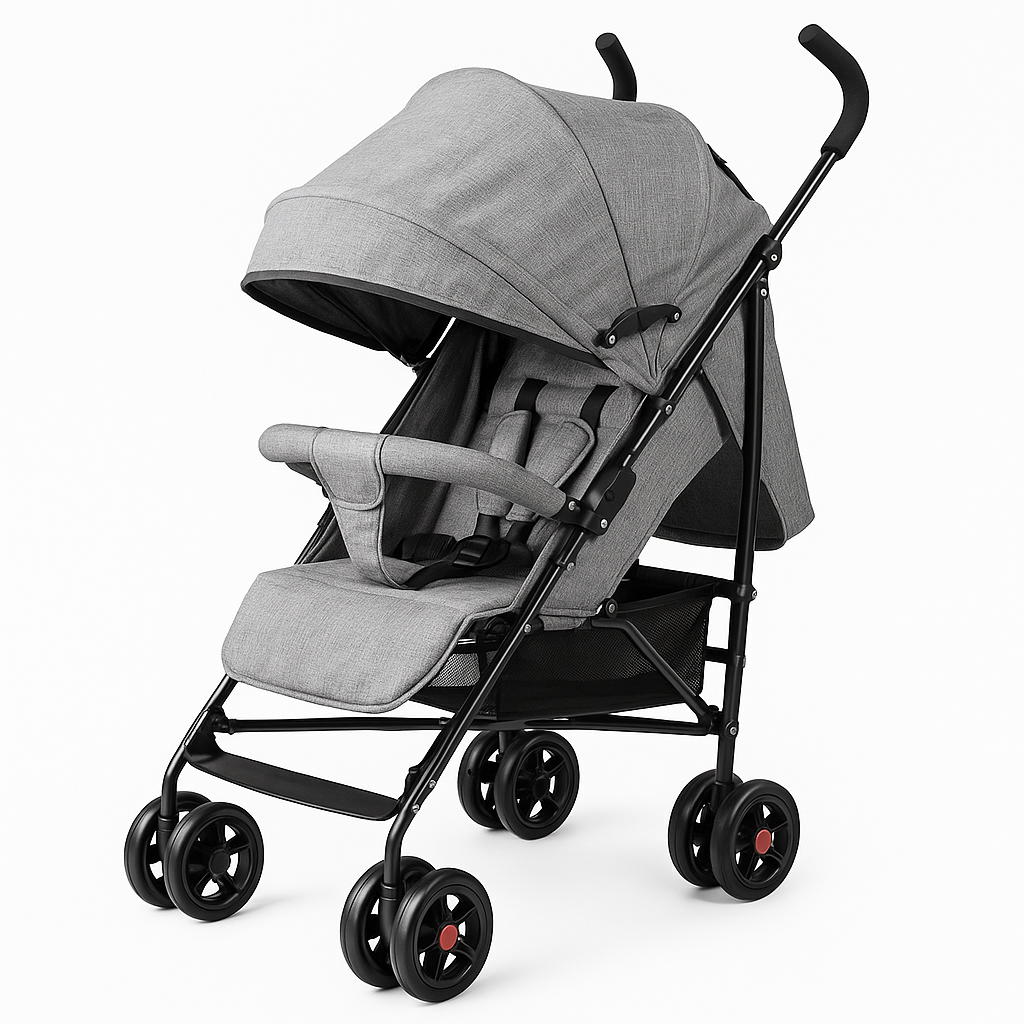 Carucior Bebe Pliabil Ultra Usor 4.2kg | Spatar Reglabil 95-175° | Centura 5 Puncte | Copertina Extensibila | Roti 360° | Cos Depozitare