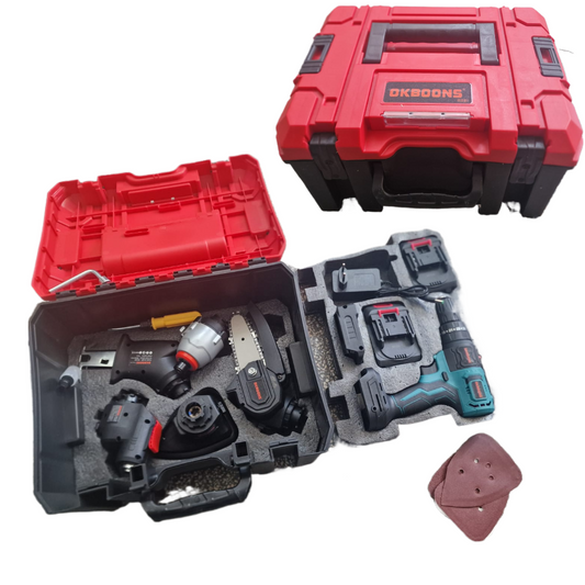 Trusa Multifunctionala Electrica 6 in 1, 2 Acumulatori 48 V si Accesorii pentru Gaurire, Taiere, Slefuire, Polizare, Insurubare