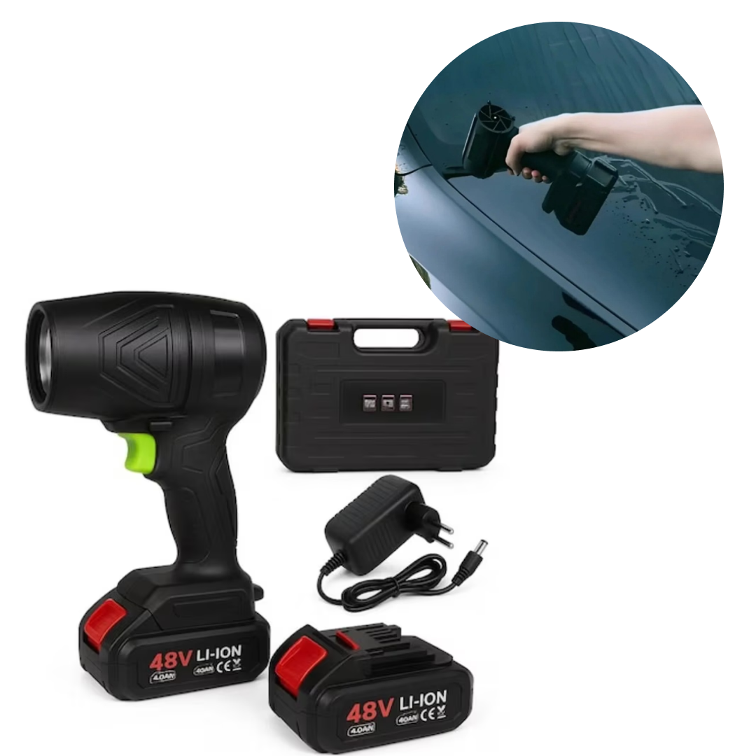 Suflanta Aer Portabila WERSTIL 1000W | 148000 RPM | Acumulator 48V | Set Cu 2 Baterii | Compacta 22x14x8.5 Cm