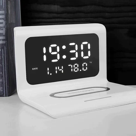 Ceas digital led cu alarma cu incarcator Incarcare Rapida Wireless 7.5W-10W  si lampa veghe