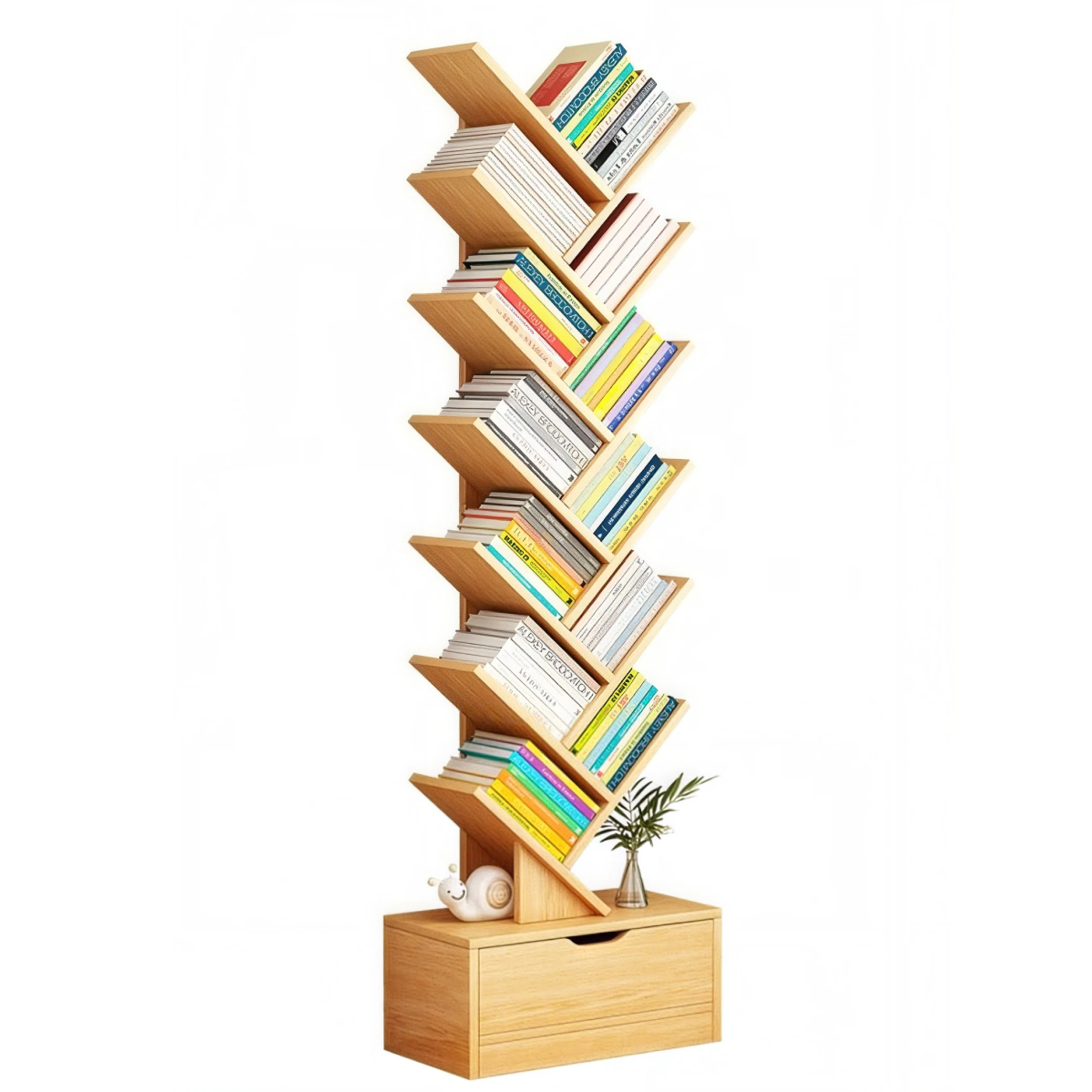 Raft pentru Carti in Forma de Copac | MDF Melaminat | Design Vertical | 158x34 cm