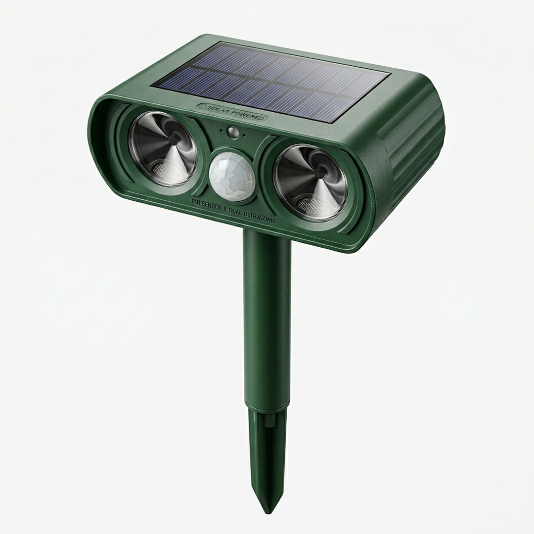 1+1 Promo Aparat anti daunatori Werstil, Repelent Ultrasonic Solar 38x14.5x9.5 Cm | Detectare Infrarosu | Panou Solar