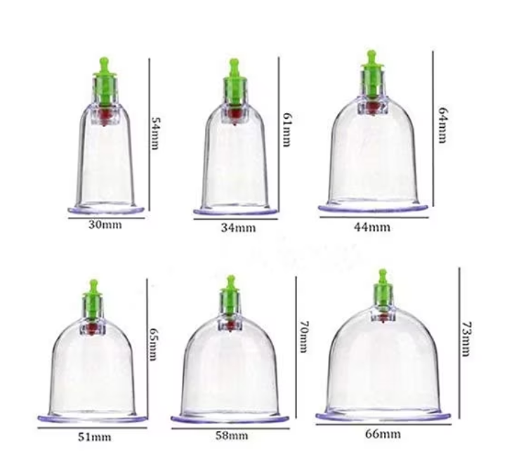 Set 12 Ventuze pentru Masaj, Pompa cu Vacuum, Functie Terapeutica, Transparente