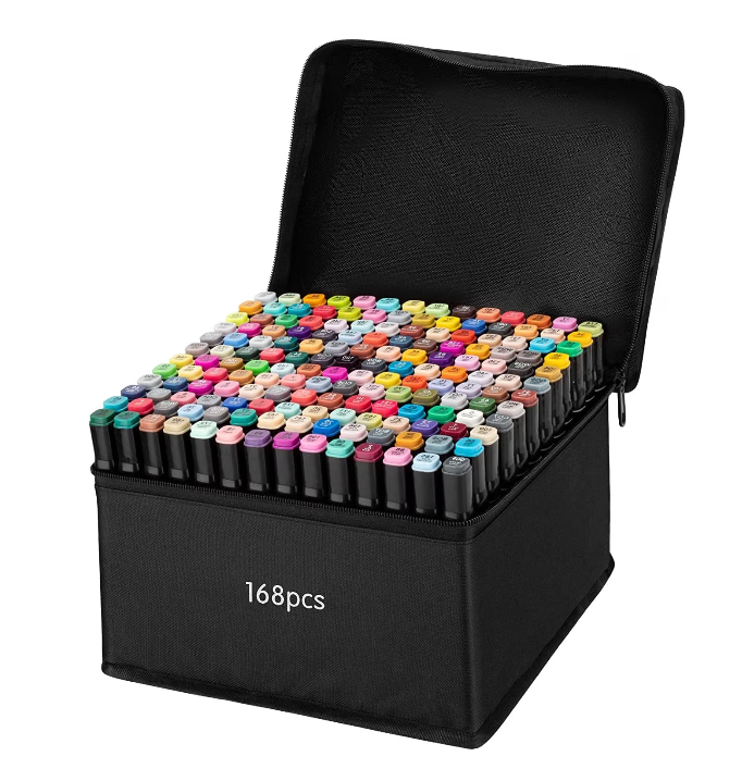 Pachet Cadou: Set 168 Markere cu Două Capete + Cub de Logică 4x4x4 MoYu Mei-long