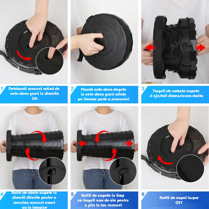 Scaun Rotund Portabil | Pliabil, Telescopic, Extensibil | Camping, Pescuit, Calatorii