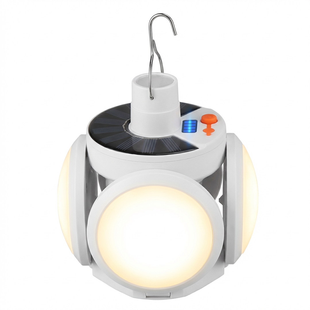 PROMO 1+1 Gratis Bec Solar Pliabil Tip Minge | 45 LED | 5 Moduri Iluminare | IP65 | Camping Exterior