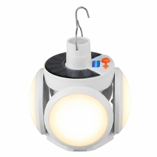PROMO 1+1 Gratis Bec Solar Pliabil Tip Minge | 45 LED | 5 Moduri Iluminare | IP65 | Camping Exterior