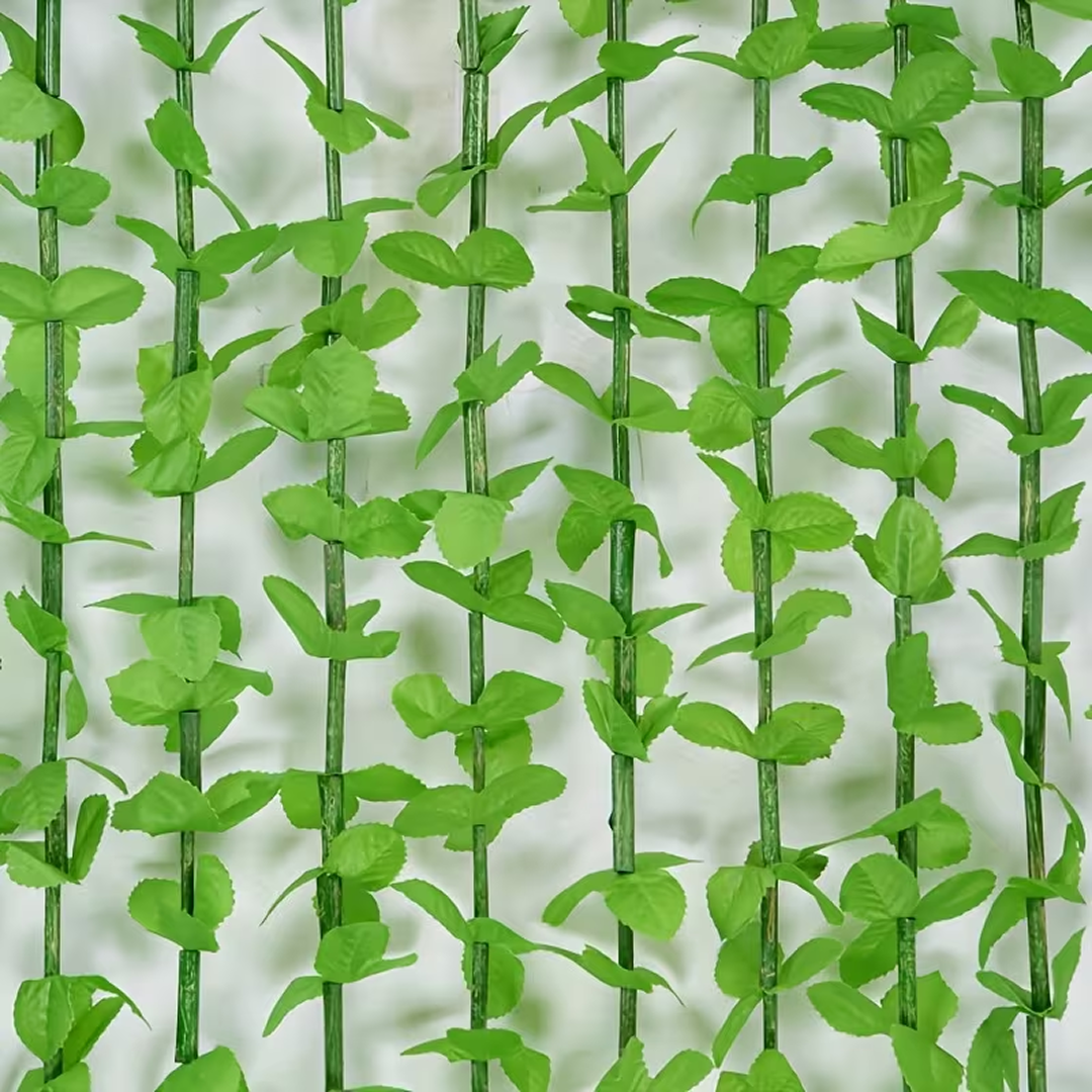 Perdea Decorativa Usa 90x180 Cm Cu Frunze | Bambus Si Material Textil | Anti Insecte | Verde
