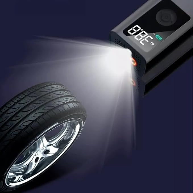Compresor Auto Portabil cu Alimentare USB, 10,34 bar / 150 PSI, Afișaj Digital și Lanternă LED