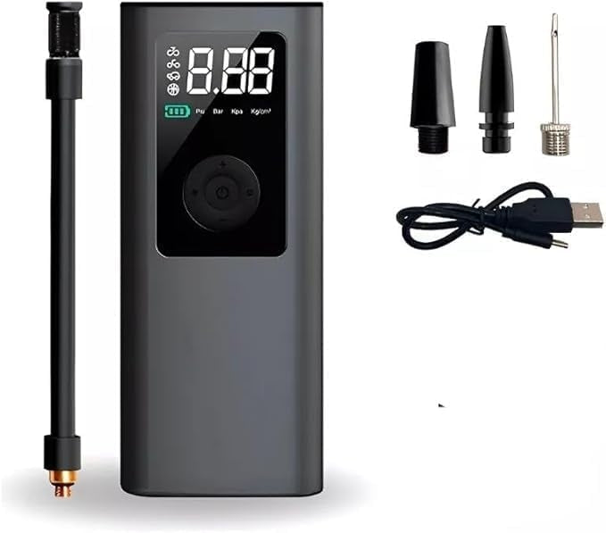 Compresor Auto Portabil cu Alimentare USB, 10,34 bar / 150 PSI, Afișaj Digital și Lanternă LED