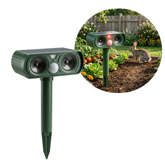 1+1 Promo Aparat anti daunatori Werstil, Repelent Ultrasonic Solar 38x14.5x9.5 Cm | Detectare Infrarosu | Panou Solar