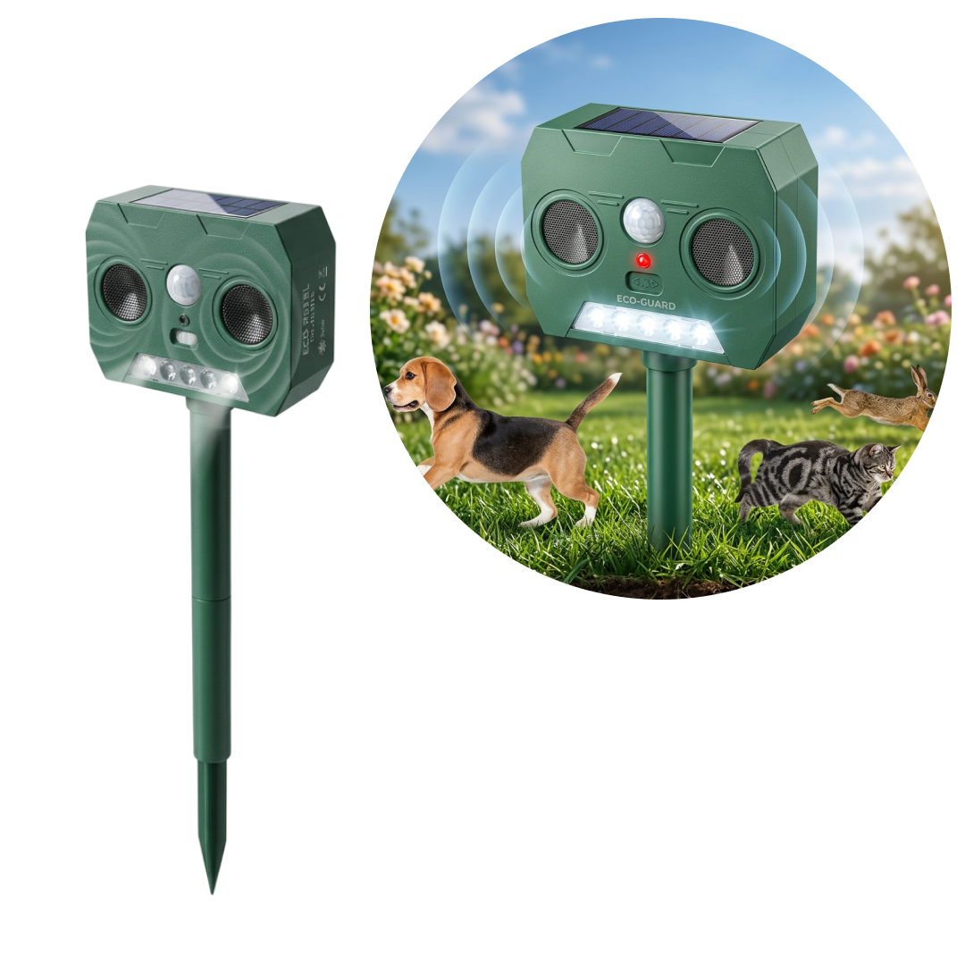 1+1 Promo Aparat Cu Ultrasunete Impotriva Animalelor Salbatice | Solar | 2 Moduri | Senzor Miscare | IP44