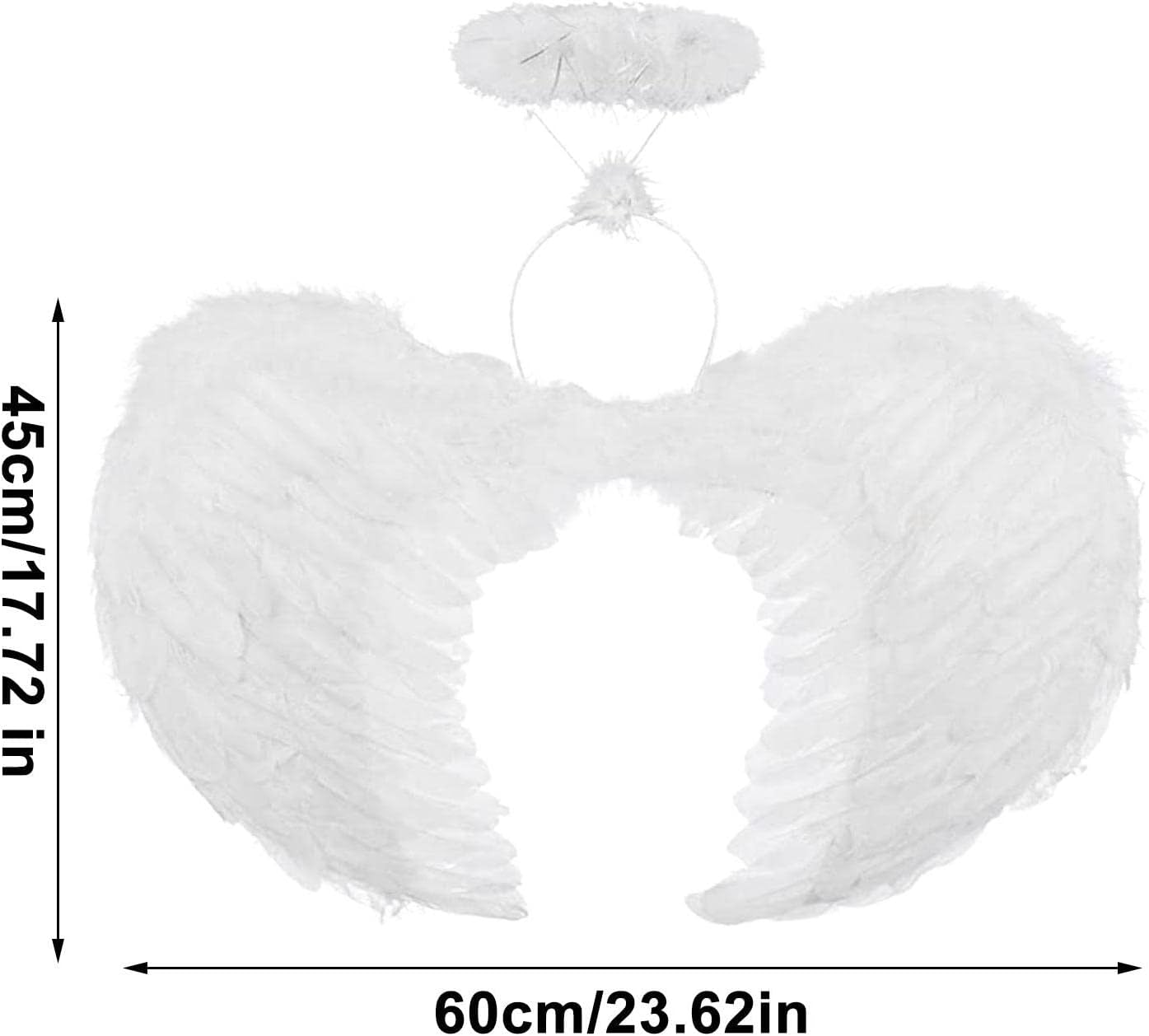 Promo 1+1 Gratuit | Aripi De Inger Pentru Copii | Alb | Puf + Glitter | Prindere Cu Elastic | Include Aureola