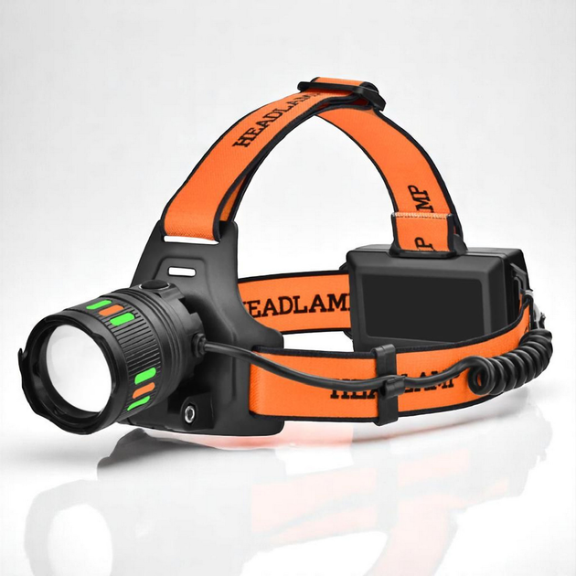 Lanterna Pentru Cap, Acumulator Reincarcabil Rapid TIP-C, 5000K, 1000 Metri Distanta, Impermeabila, Zoom Telescopic